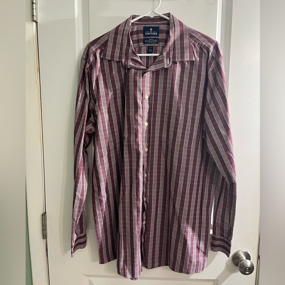 Stafford Burgundy Dress Shirt